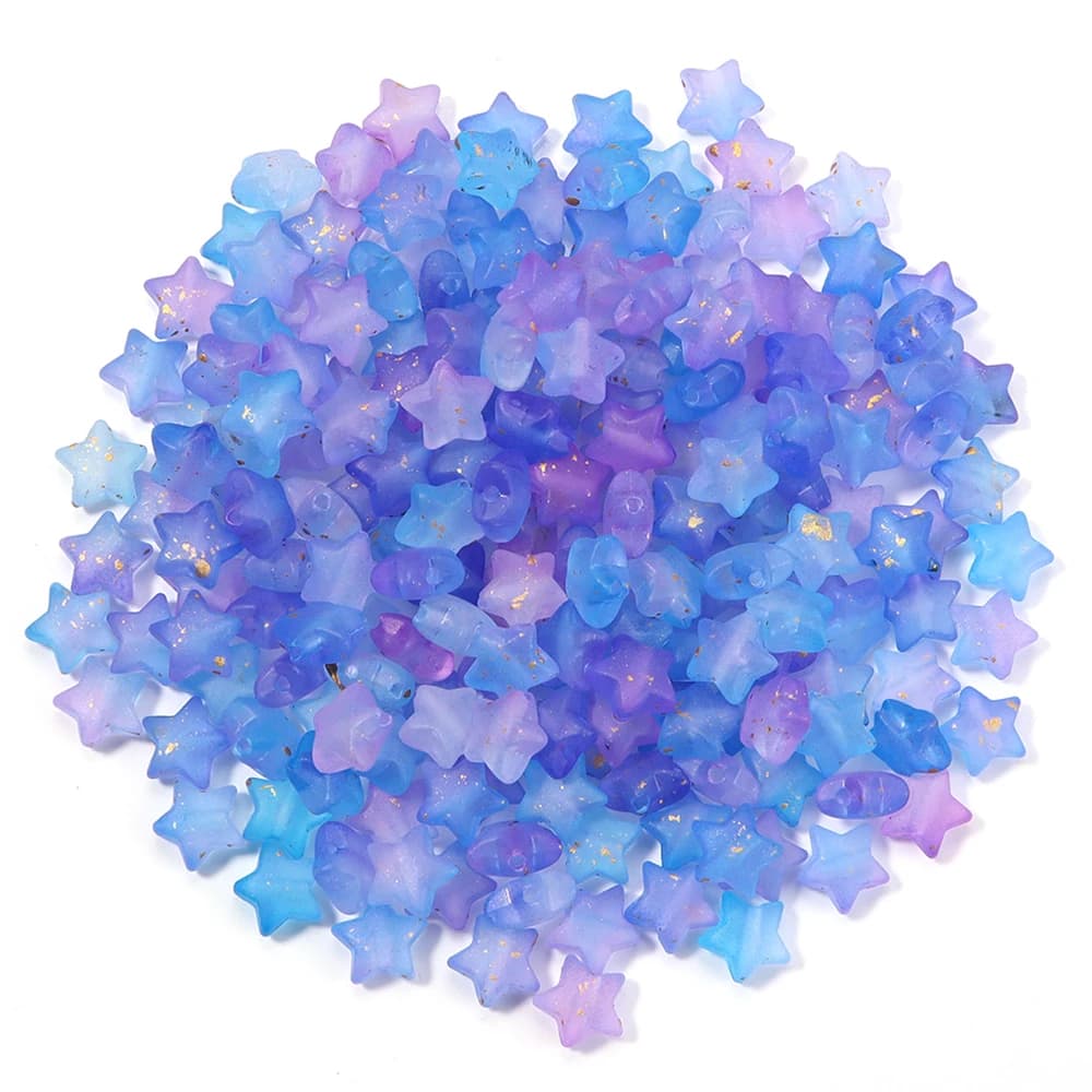 200Pcs 9x10mm Acrylic Transparent Star Beads Colorful Loose Spacer Beads Handmade DIY Bracelet Necklace Jewelry Making Supplies