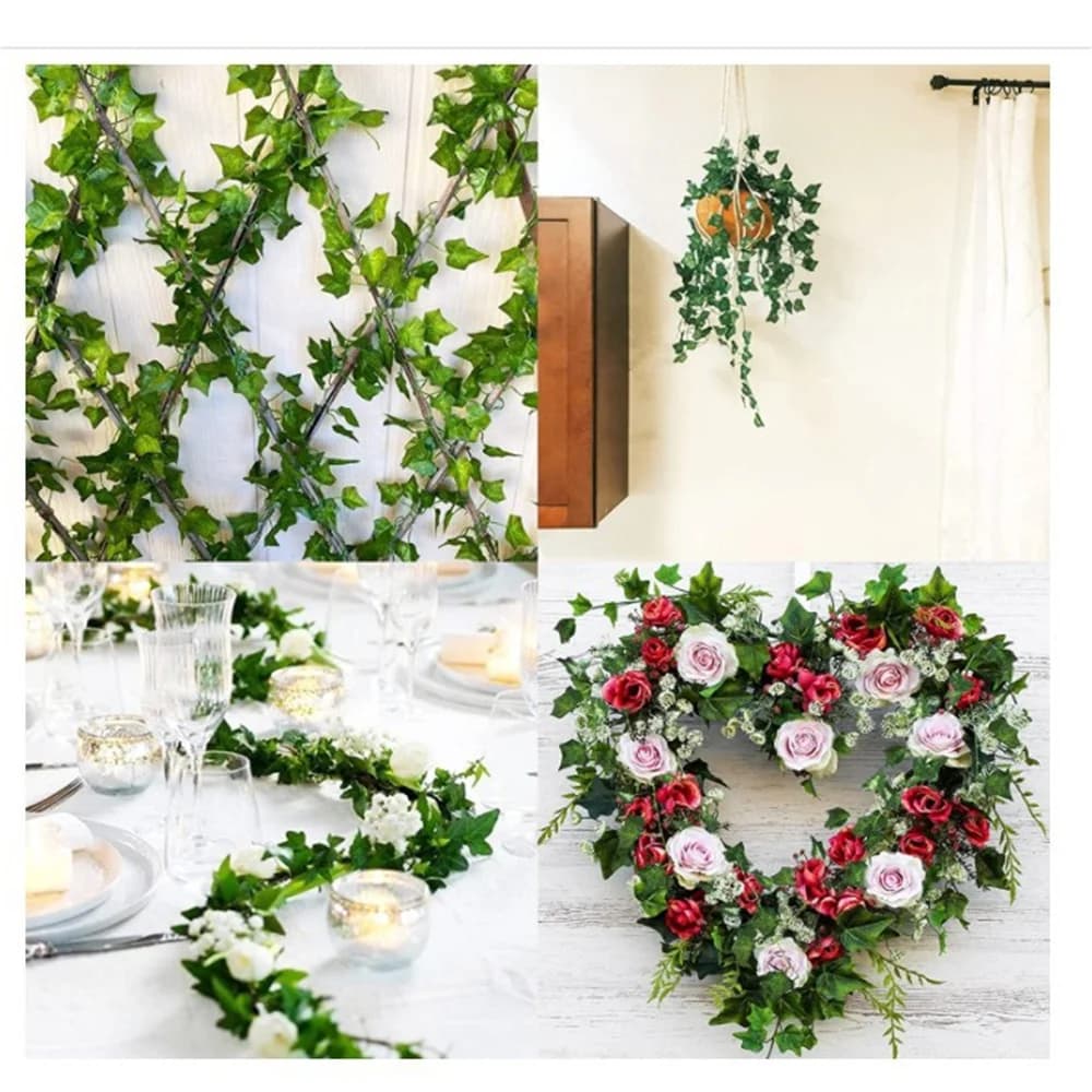 1Pcs 200Cm Artificial Green Silk Christmas Garland Hanging Plants Vine Leaves Diy Home Wedding Party Bathroom Garden Decoration