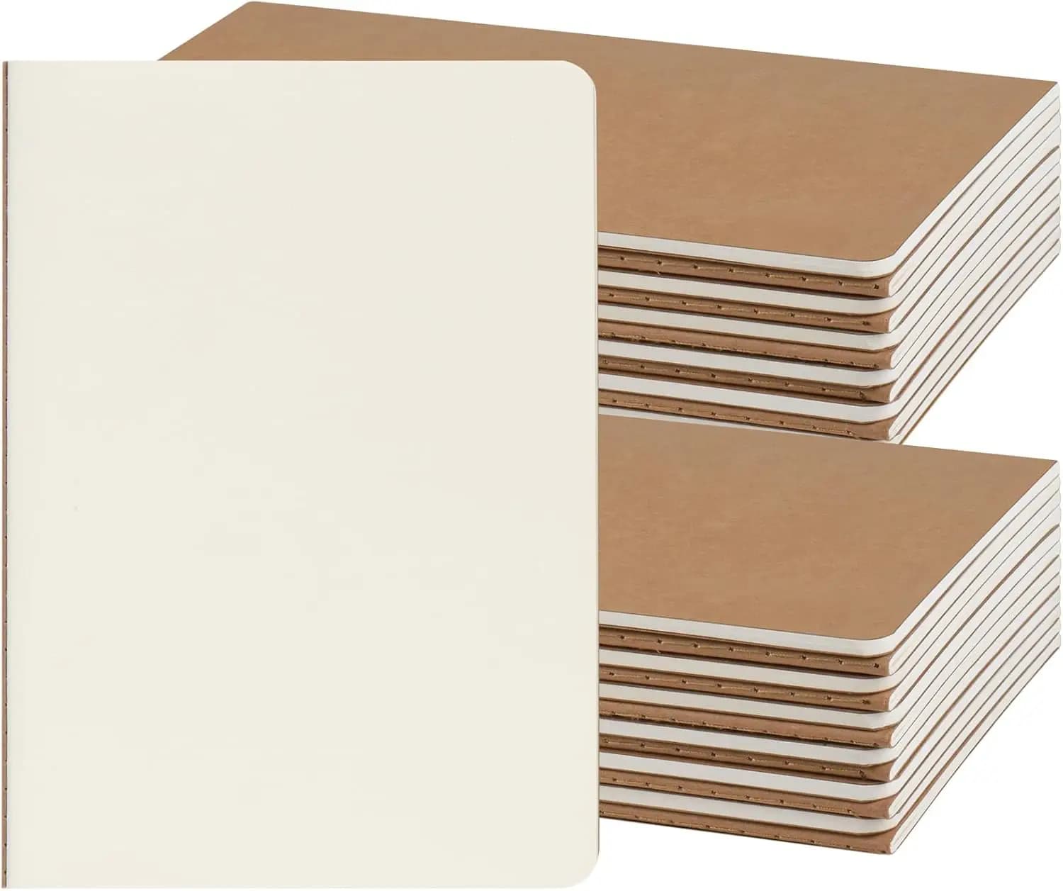 Confezione da 24 Quaderni A5 in Carta Kraft, 20,7x14 cm, Diario Vuoto per Scuola e Lavoro, 60 Pagine, Confezione Convenienza