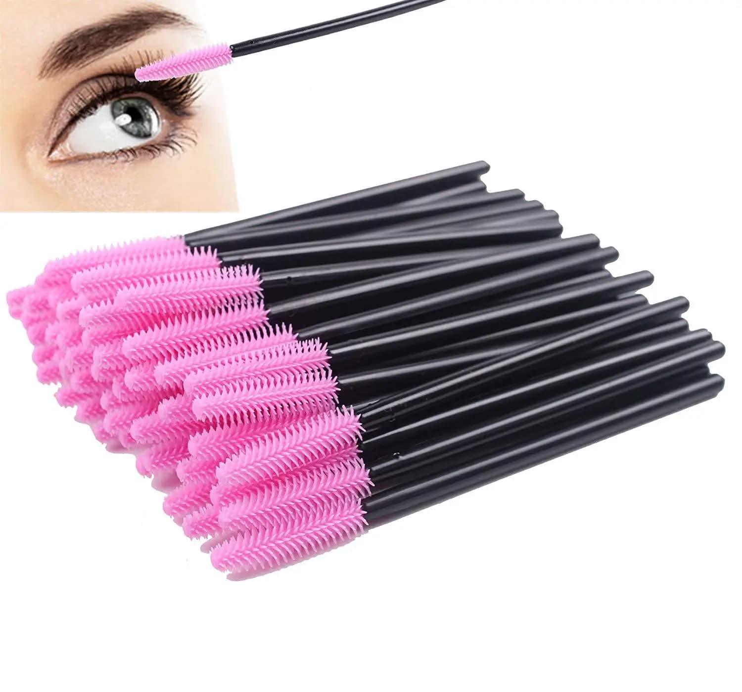 Applicatori per Mascara, Spazzole in Silicone per Ciglia, Pennelli Cosmetici, Strumenti per il Trucco, 50 Pezzi di Spazzole per Ciglia