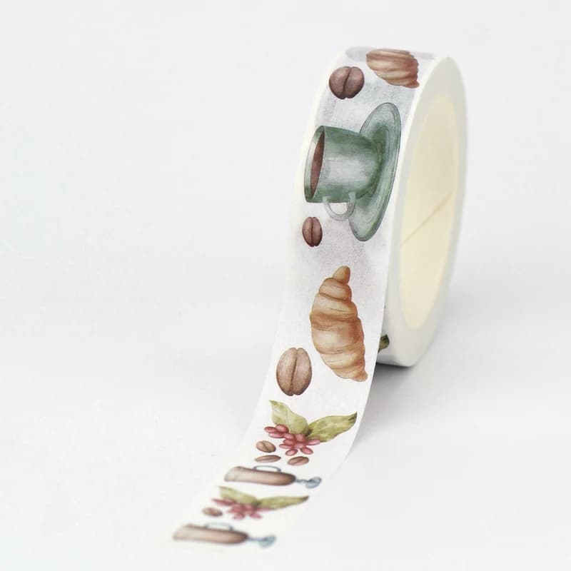 1 pz. 10M decorativo colazione chicchi di caffè e croissant Washi Tape Scrapbooking nastro adesivo per mascheratura Cute Journal Stationery
