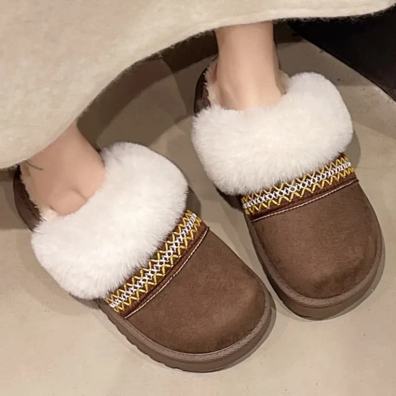 Brand New 2025 Designer WinterImitation Suede Leather Slippers, Daily Versatile, Lightweight and Wear-resistant Slingback Mules