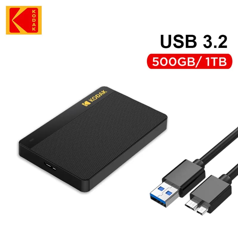Kodak Portable External Hard Drive P160 500GB USB 3.0 PHDD External Hard Disk Perfect for PS4/PS5 Xbox Mac PC