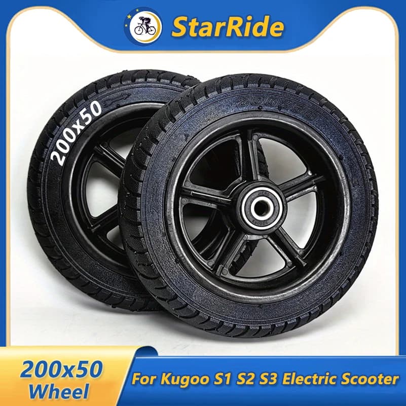 Ruota per pneumatici pieni 200x50 per Kugoo S1 S2 S3 Scooter elettrico Balance Bike Mozzo ruota in plastica 8x2 con cuscinetto da 10 mm a prova di esplosione