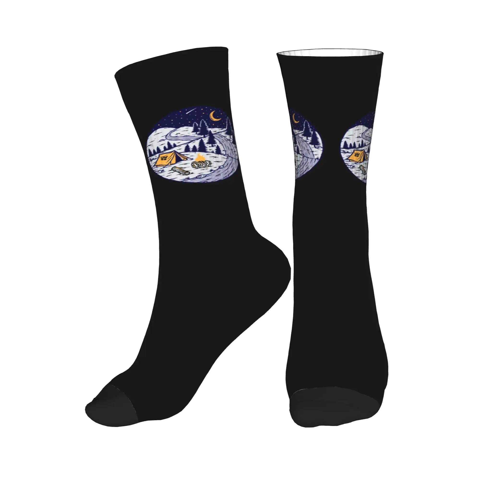 Mountain Camper Adventure Camping Dress Socks Calzini da uomo e da donna, caldi e divertenti, modello Crew Socks