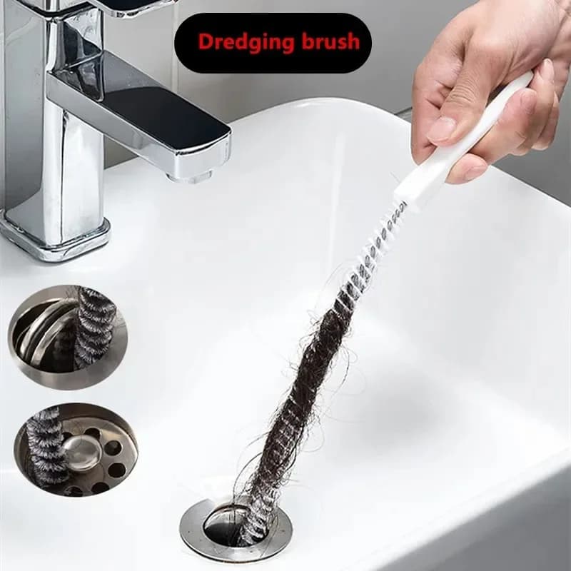Brush for cleaning tubes, flexible brush for removing hair and clogging in the bathroom, sink, drain and kitchen