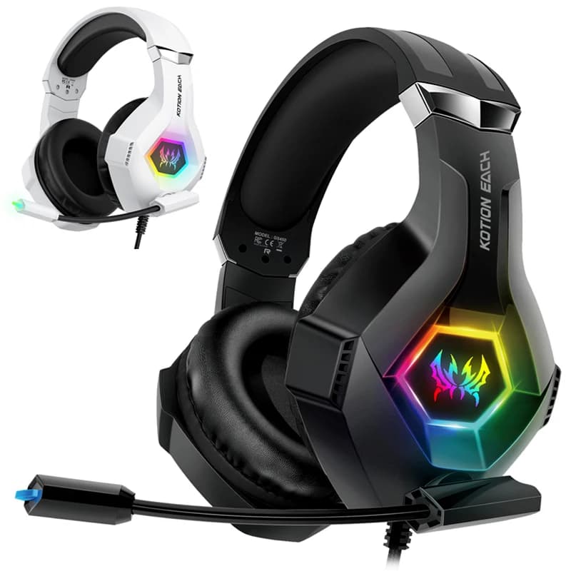 Cuffie da gioco cablate con suono surround 7.1 Microfono con cancellazione del rumore Cuffie over-ear con luce RGB per PS4 PS5 PC Xbox Series X/S