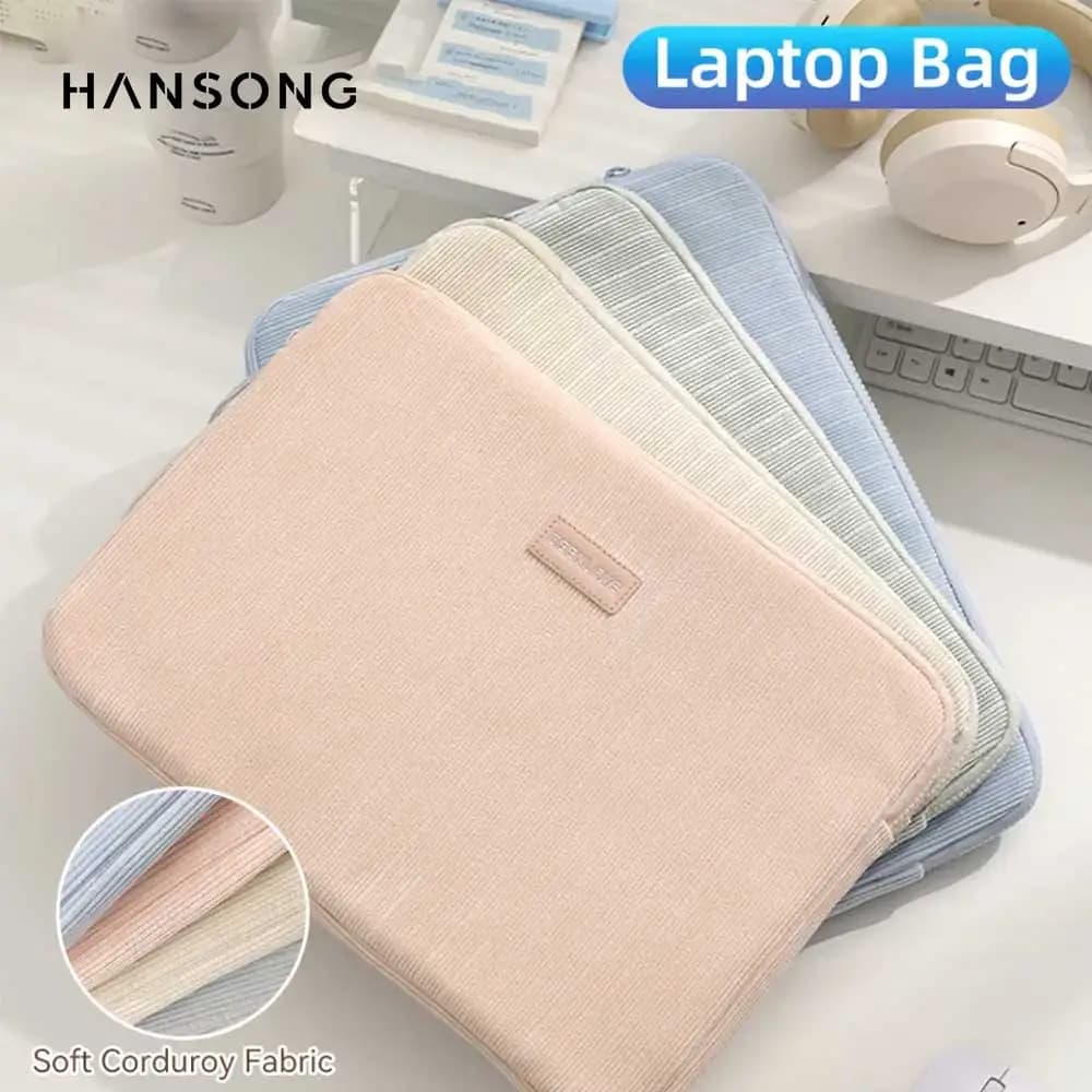 Borsa per tablet da 14/15,6 pollici per MacBook Air Pro, iPad, Samsung, Xiaomi, Lenovo, con tessuto morbido in velluto a coste, antiurto.