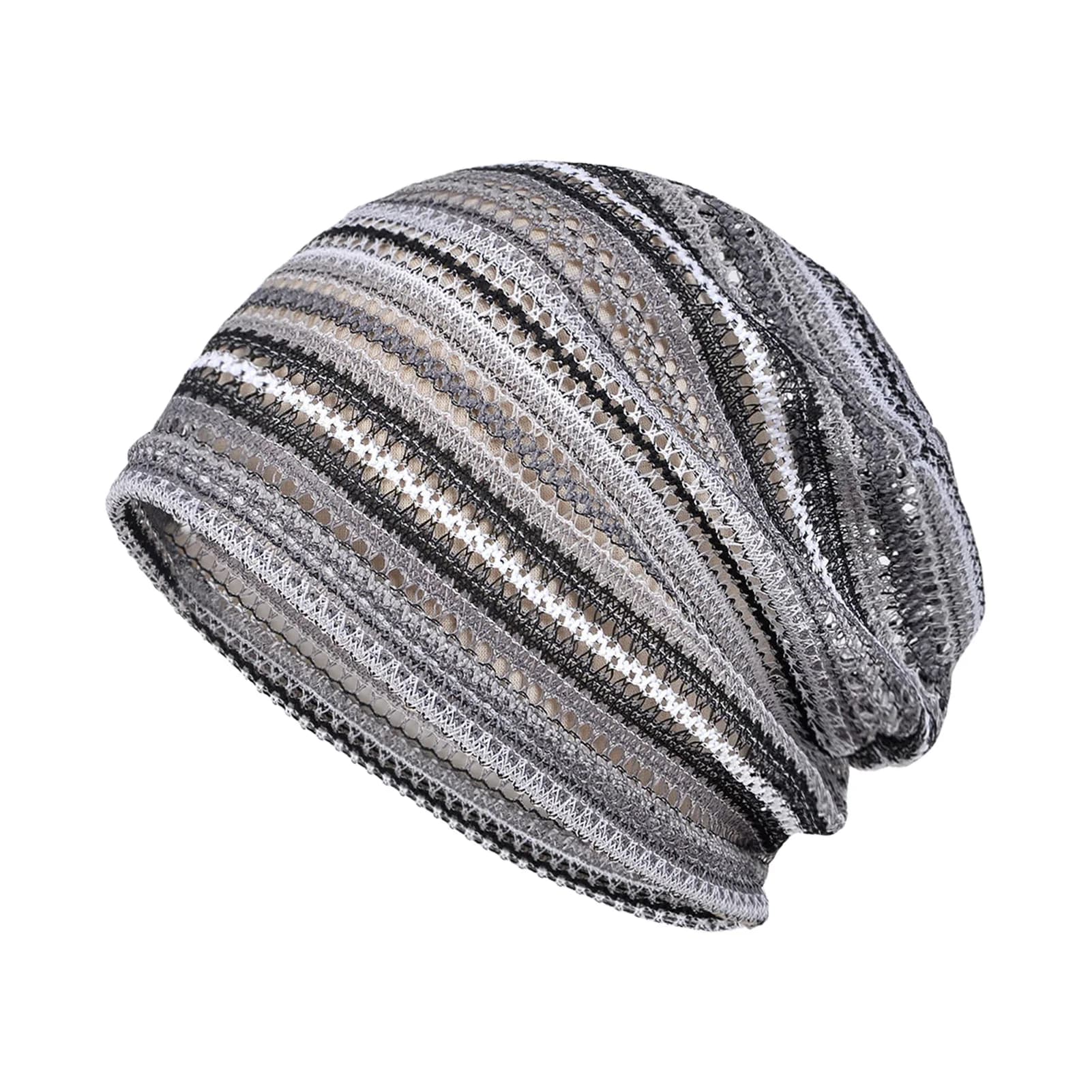 Cappelli a cuffia morbidi e traspiranti Cappello lavorato a maglia traspirante traforato con motivo a righe per le vacanze estive all'aperto