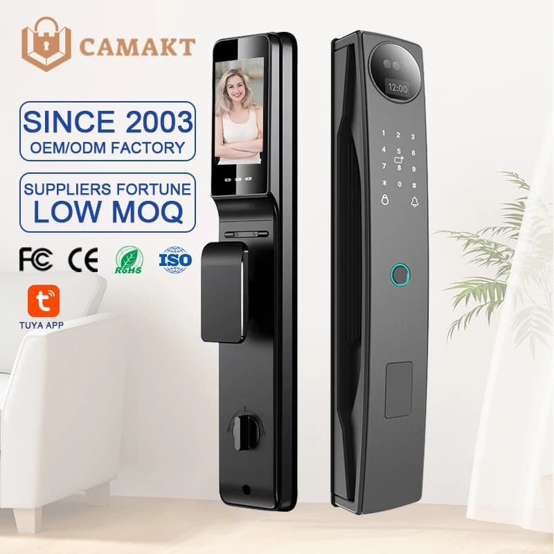 CAMAKT Tuya Smart Door Lock with Camera WiFi Portable Design Waterproof for Front Door Cerradura Smart Lock