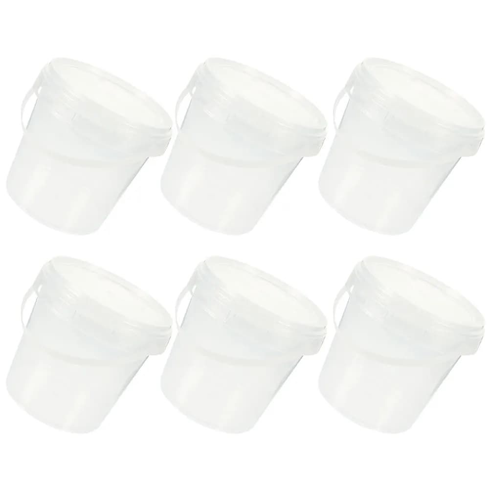 Set di 6 Contenitori in Plastica Trasparente con Coperchio e Manico, Multiuso per Conservazione Alimenti, Secchiello per Gelato, Contenitore Riutilizzabile