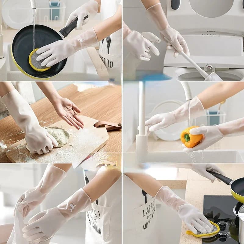 Guanti per lavare i piatti in pelle scamosciata resistenti e impermeabili per lavori invernali femminili in lavorazione domestica e cucina per lavare i vestiti