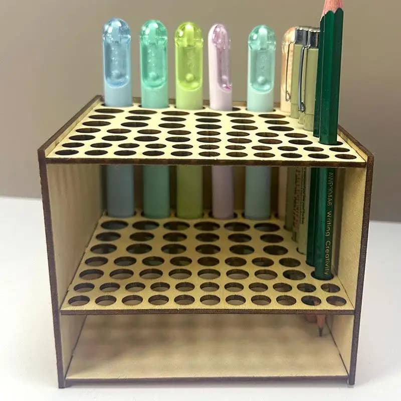 Organizzatore Premium per Forniture Artistiche con 67 Scomparti, Porta Pennelli in Legno, Contenitore da Scrivania a Doppio Strato per Artigianato