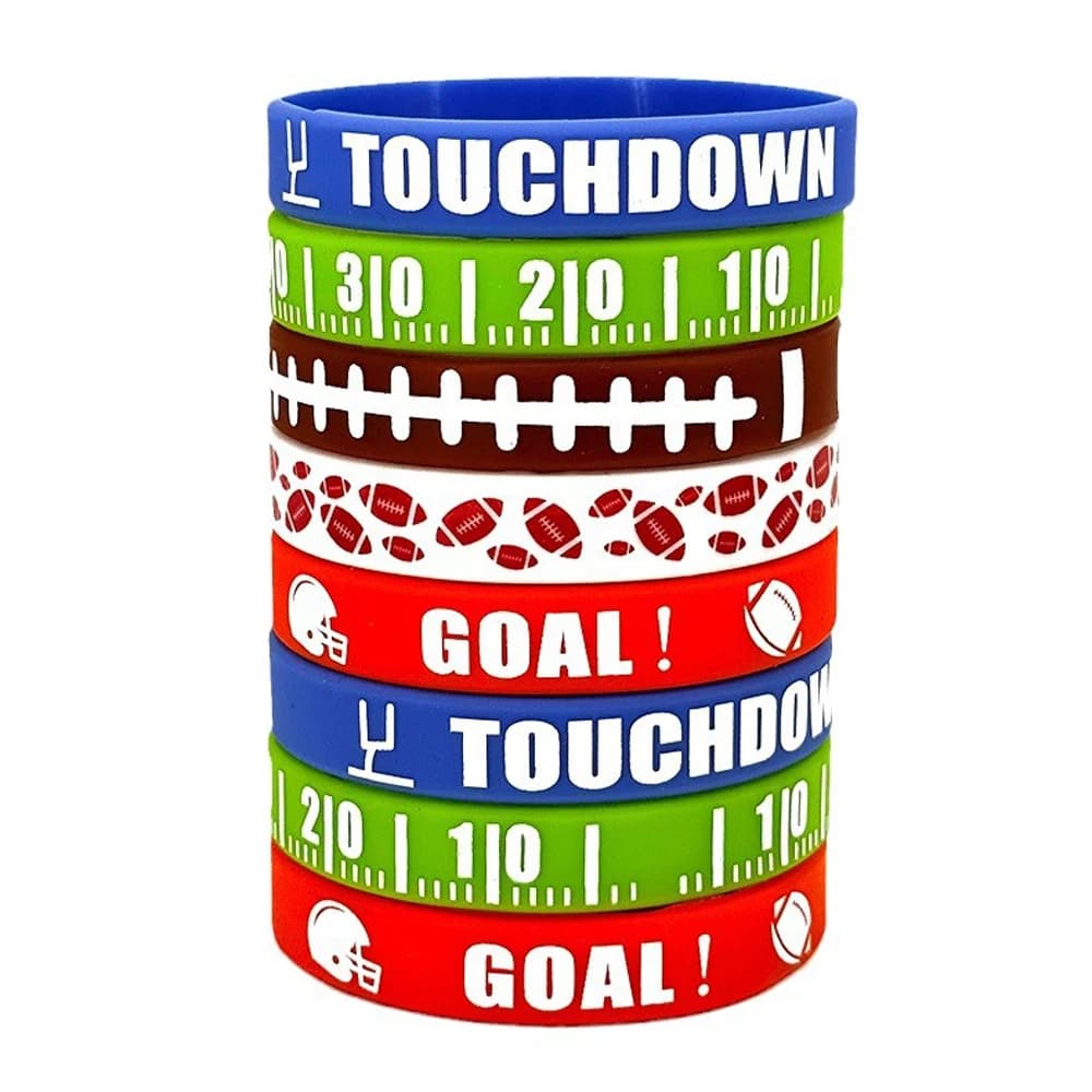 5 Pieces Men Bracelet Football Theme Bracelets GOAL Silicone Wristband for Sport Birthday Party Favors,Silicone Wristbands