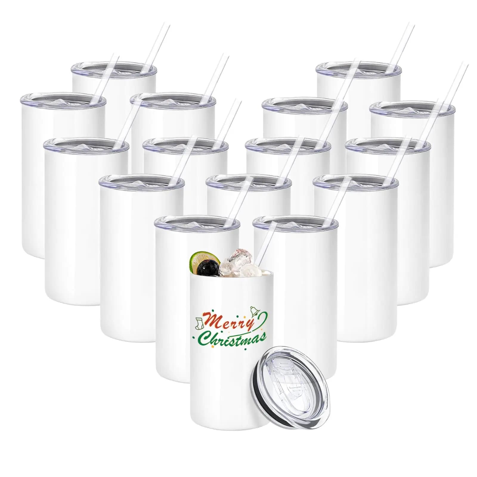 Bicchieri Termici per Sublimazione 10oz 12oz, Tazza Dritta in Acciaio Inox a Doppia Parete Isolata con Coperchio per Regali Fai-da-Te