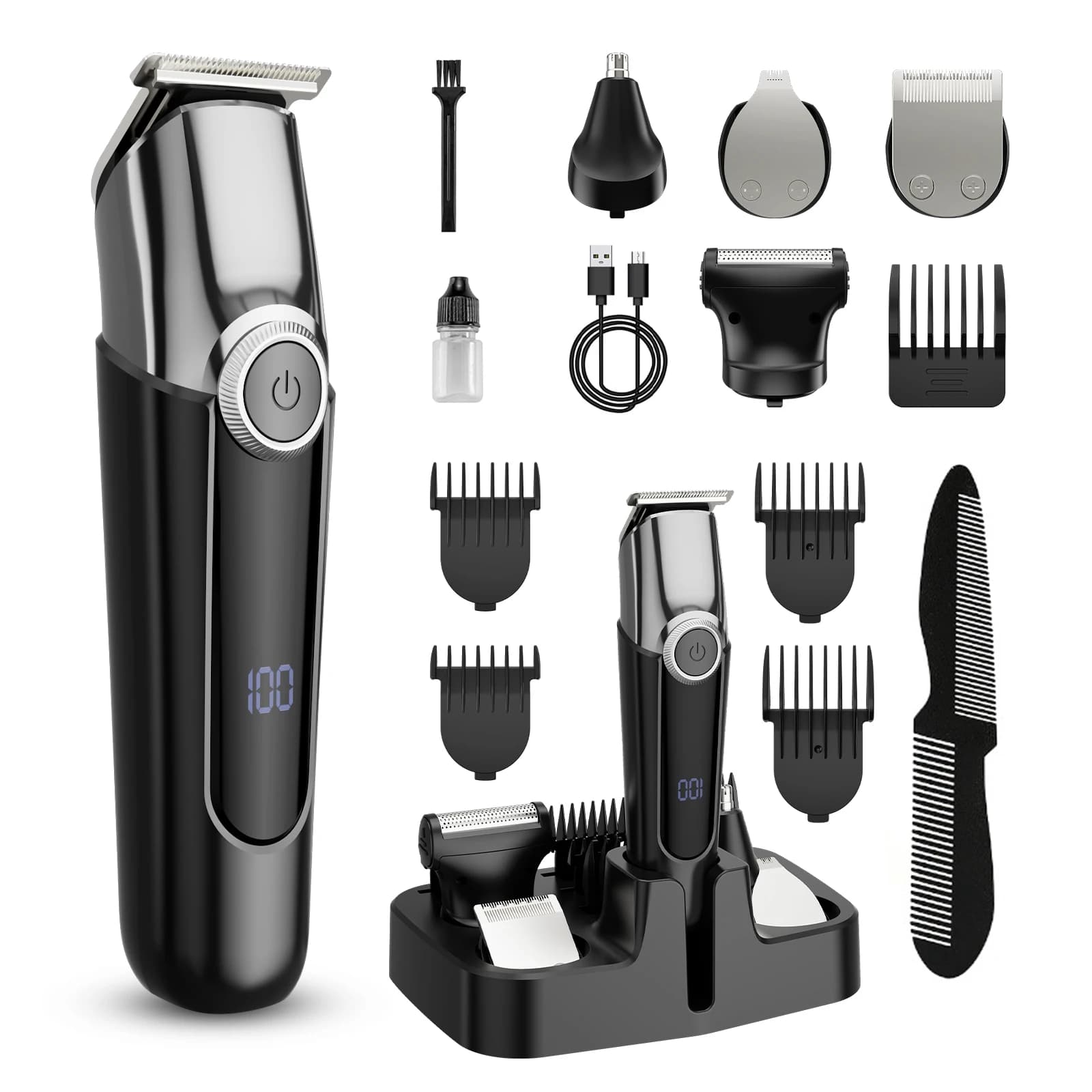 Men's Rulebar 5 in 1, Wireless Precision Cutters Kit, IPX6 Waterproof for Barba, Hair, Naso and Lamina Razor