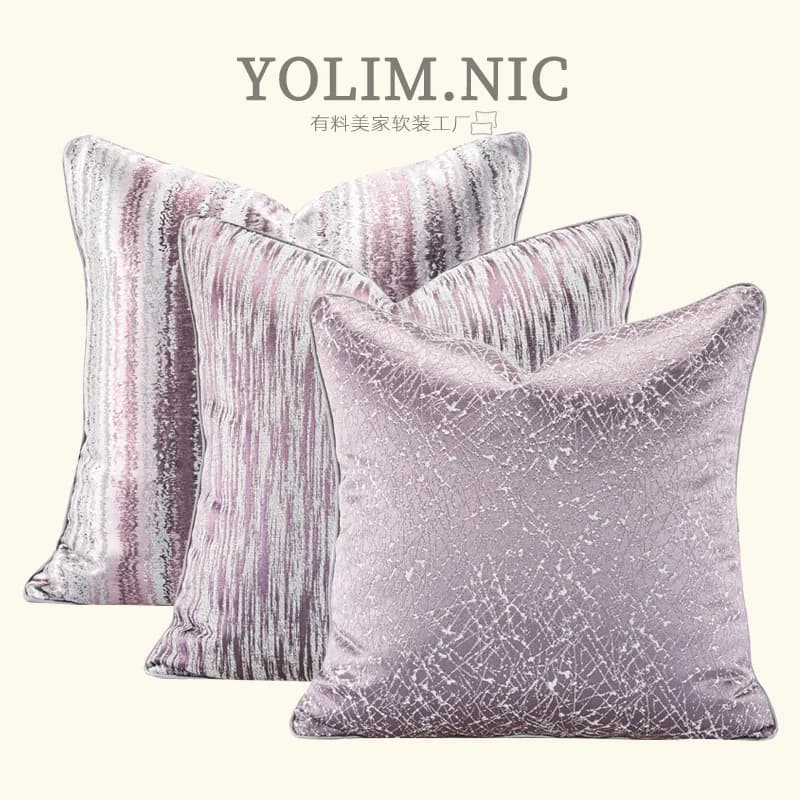 Luxury decorative pillow sheet in purple jacquard for hotel, house, sofa, living room, 45x45 cm
