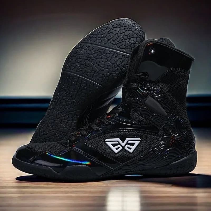 Brand KAIMATE New All Black stivali da boxe da uomo High Top Size 39-46 scarpe da Wrestling da allenamento in palestra Sneakers da combattimento traspiranti