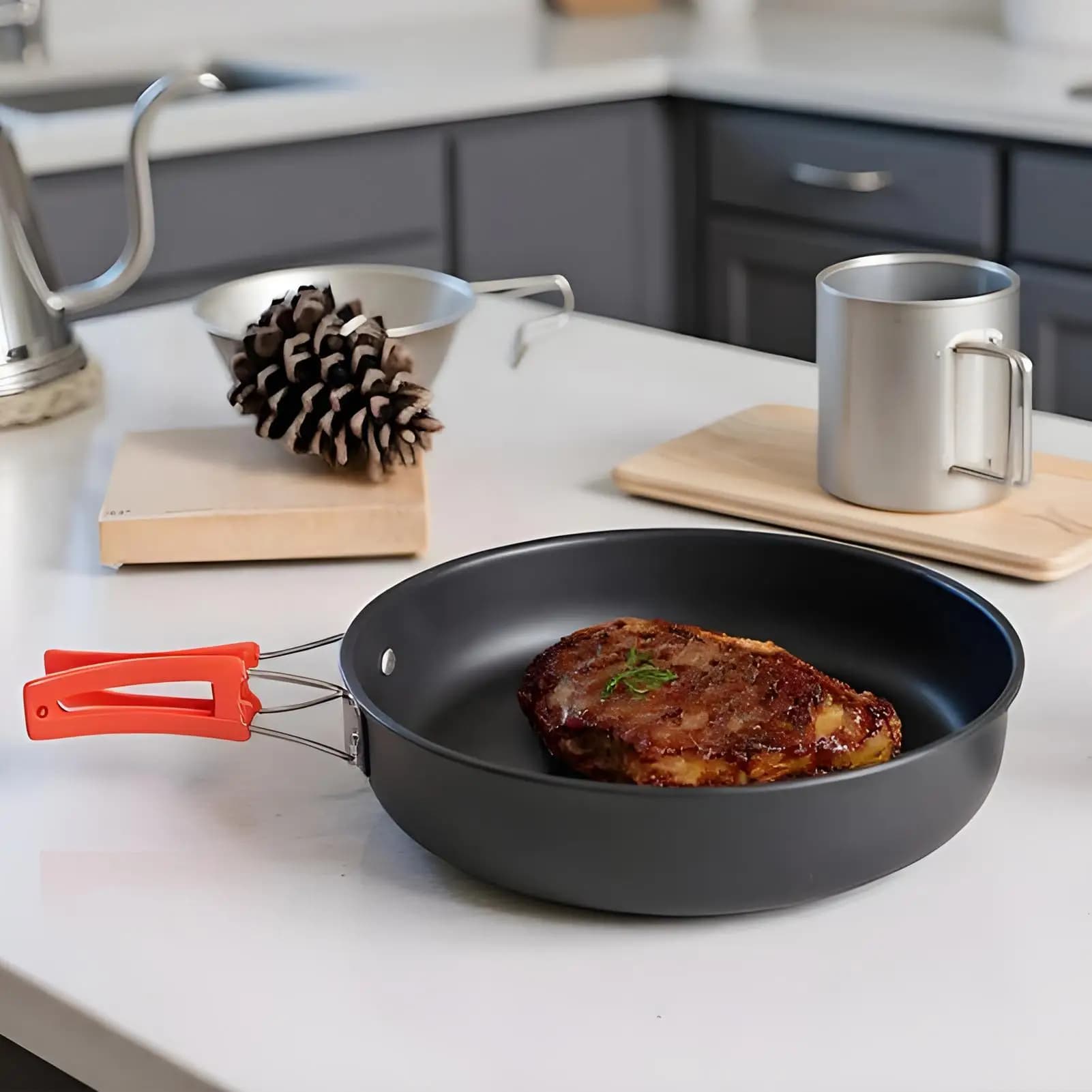 Camping pans for cooking non-stick pan aluminum alloy pan heating uniform pan hot open kitchen pan