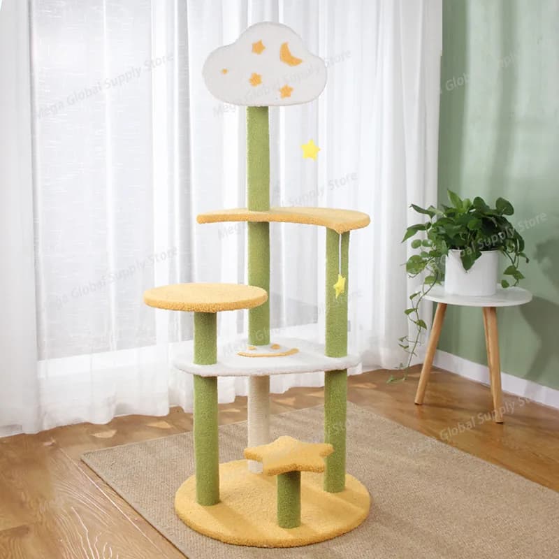 Multi-Layer Sisal Cat Tree Cat Climbing Frame Cats Scratch Post Cats Nest House Cat Toys Interactive Space Saving Cats Furniture