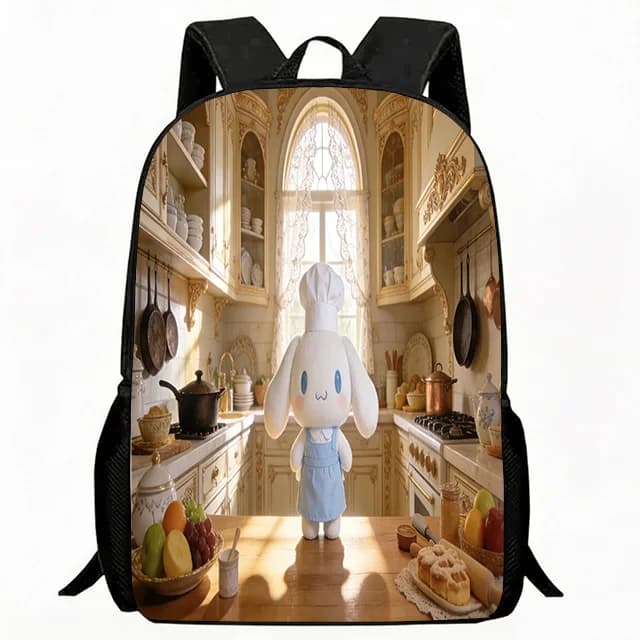 Borsa per bambini Chef Puppy In Luxury Kitchen Print Zaino per bambini con stampa di lusso Borsa da scuola traspirante per bambini Tracolla regolabile in poliestere resistente