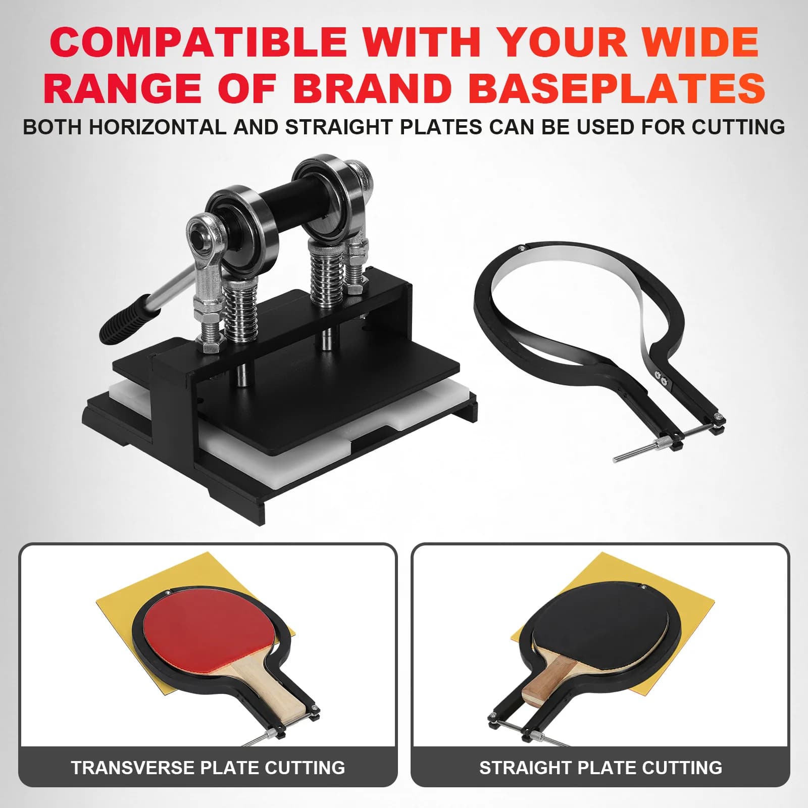 Macchina per il taglio della gomma delle racchette da ping pong, fustella per il taglio della pelle, design con doppio cuscinetto a rulli e base con spessore di 8 mm