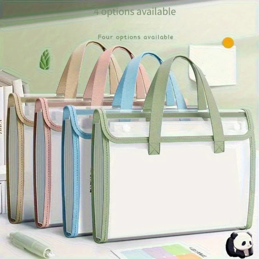 A4 Document Folder, PVC Handheld Expanding File, Test Paper Storage Book, Large-Capacity Office Supplies, Multi-Layer File Bag