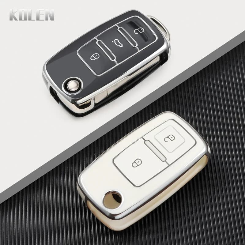 TPU Chiave Dell'automobile Della Copertura Della Cassa Borsette Fob Per VW Volkswagen MK4 Bora Golf 4 5 6 Jetta Passat Polo Touran Skoda Octavia Seat 2 3 pulsanti