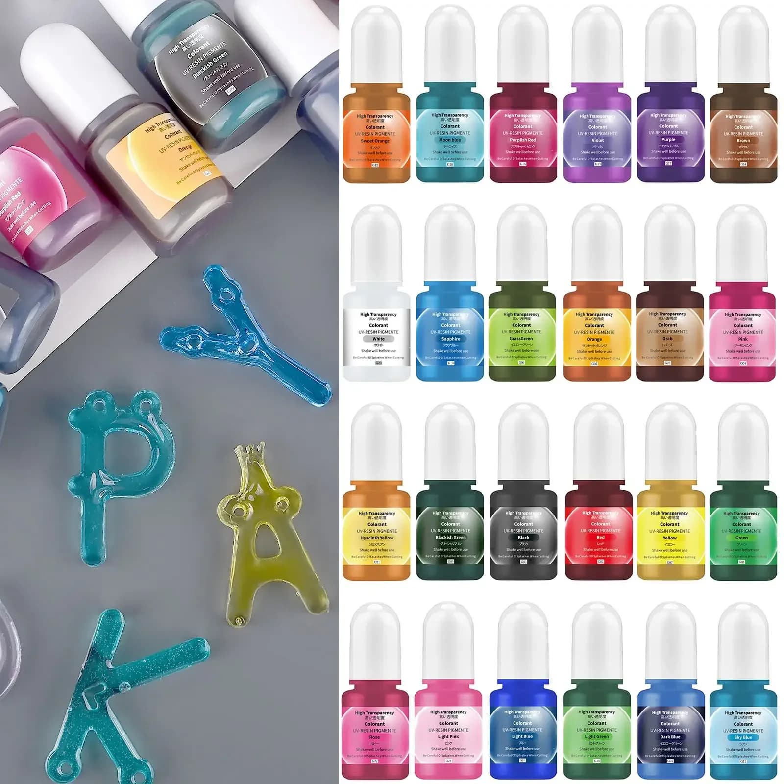 24 colori 5ml pigmento di resina epossidica trasparente non tossico AB resina epossidica colorante liquido per resina UV colorazione resina creazione di gioielli