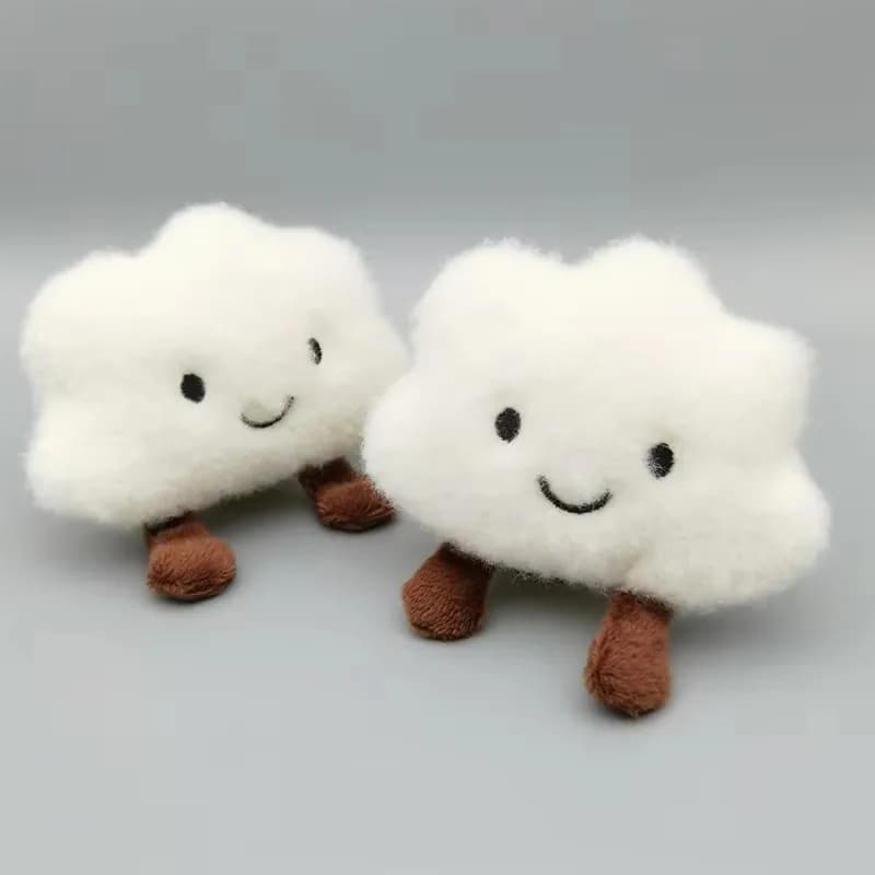 2pcs Cute Plush Smile Cloud Keychain Cotton Stuffed Doll Toy Keyring Backpack Bag Pendant Car Key Chains For Women Girls Gift