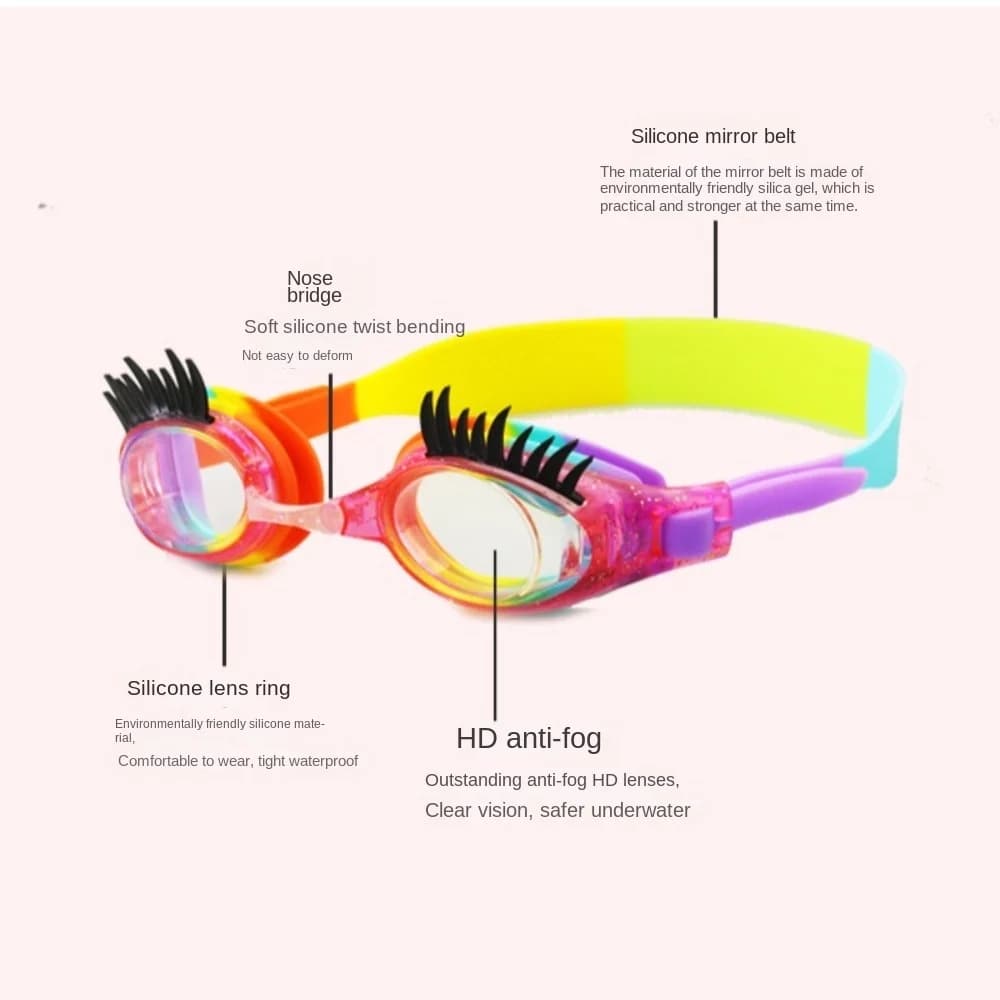Eyelash Childrens Swimming Goggles Waterproof Silicone Eyelash Glasses Colorful Anti Fog Swimming Goggles Water Sports