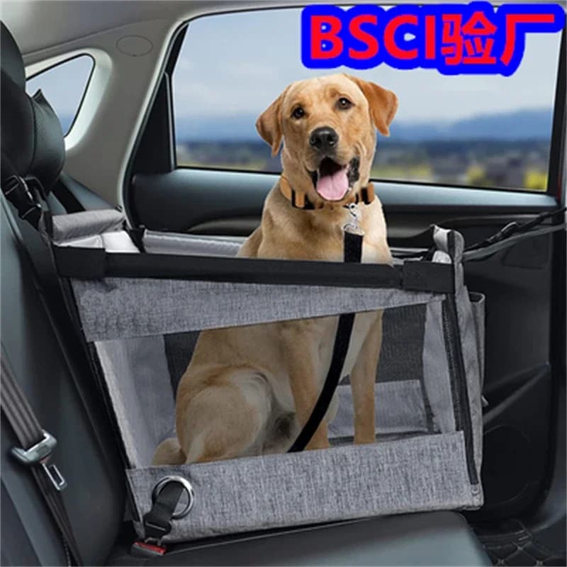 Foldable Breathable Mesh Pet Dog Car Back Half Seat Hammock Travel Carrier With Safety Hooks Portable Dog Bed For Outdoor Travel