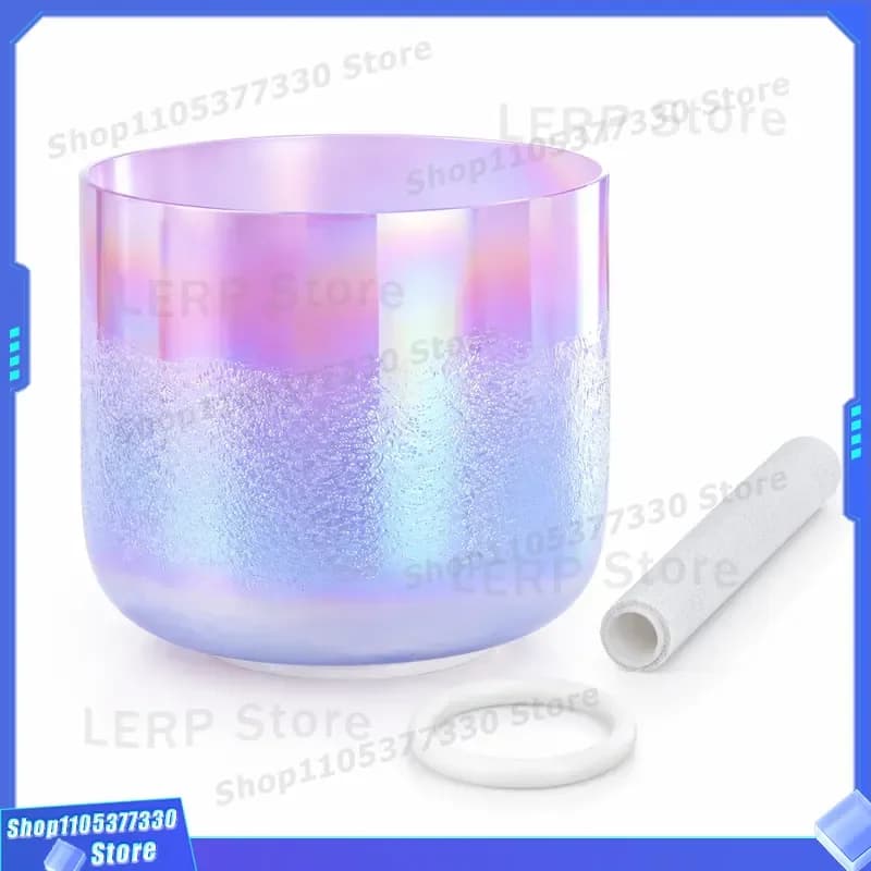 STAR LIN KUP 7 Inch Clear Quartz Crystal Singing Bowl Cosmic Light Design with Mallet for Meditation Sound Healing Yoga