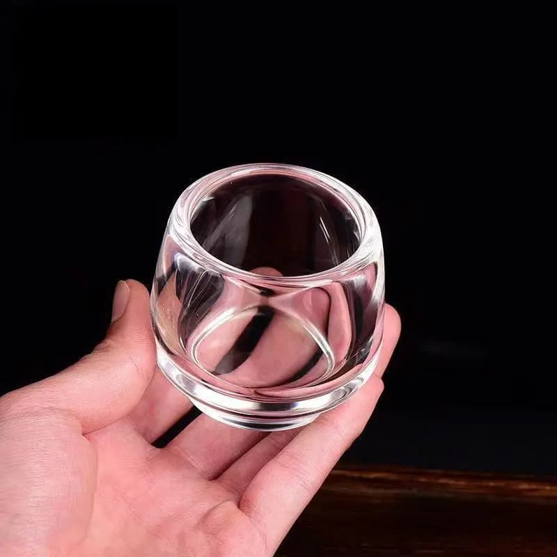 High transparent glass tea cup crystal finger wrench cup handmade thickened household Chinese health wine glass heat-resistant