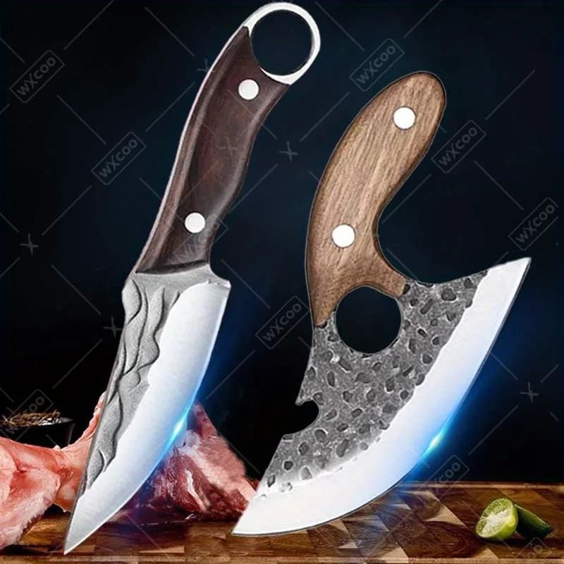 Set of Professional Kitchen Knives Forged in High Stainless Steel Carbon Tenor for Butcher, Set of Practical and Versatile Kitchen Knives