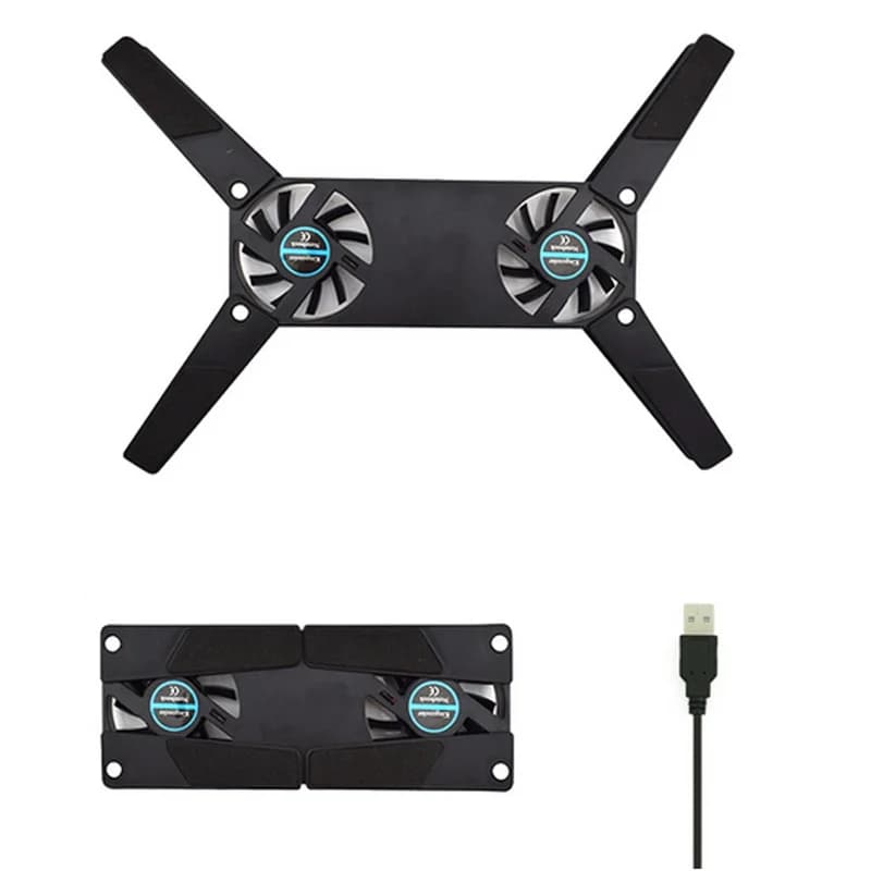 S for Dual USB Cooling Fan Pad Foldable Slim Fans Cooler Stand For Laptop PC Notebook
