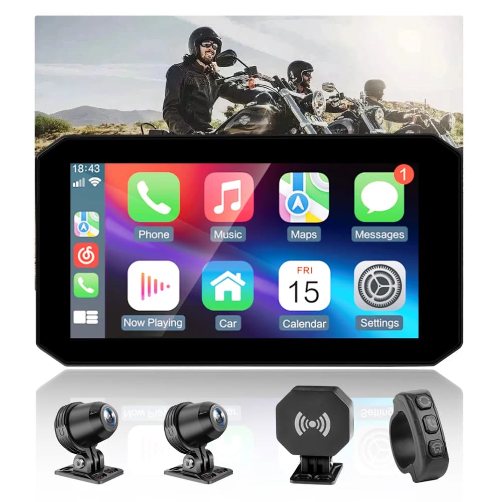 Dashcam Waterproof with Touch Screen from 5.5 Inch IP67, Wireless Motorcycle Navigator with Android Auto Monitor