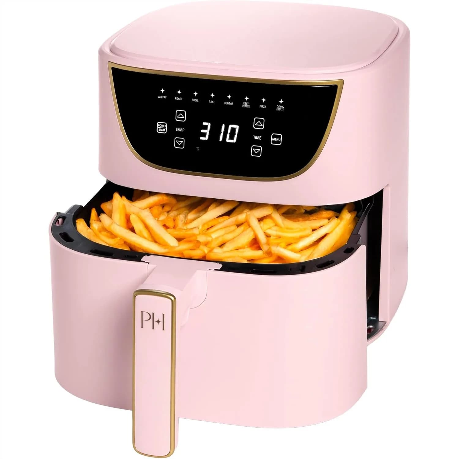 Friggitrice ad aria, friggitrice ad aria antiaderente con touchscreen da 6 litri, funzioni 8 in 1, lavabile in lavastoviglie, rosa