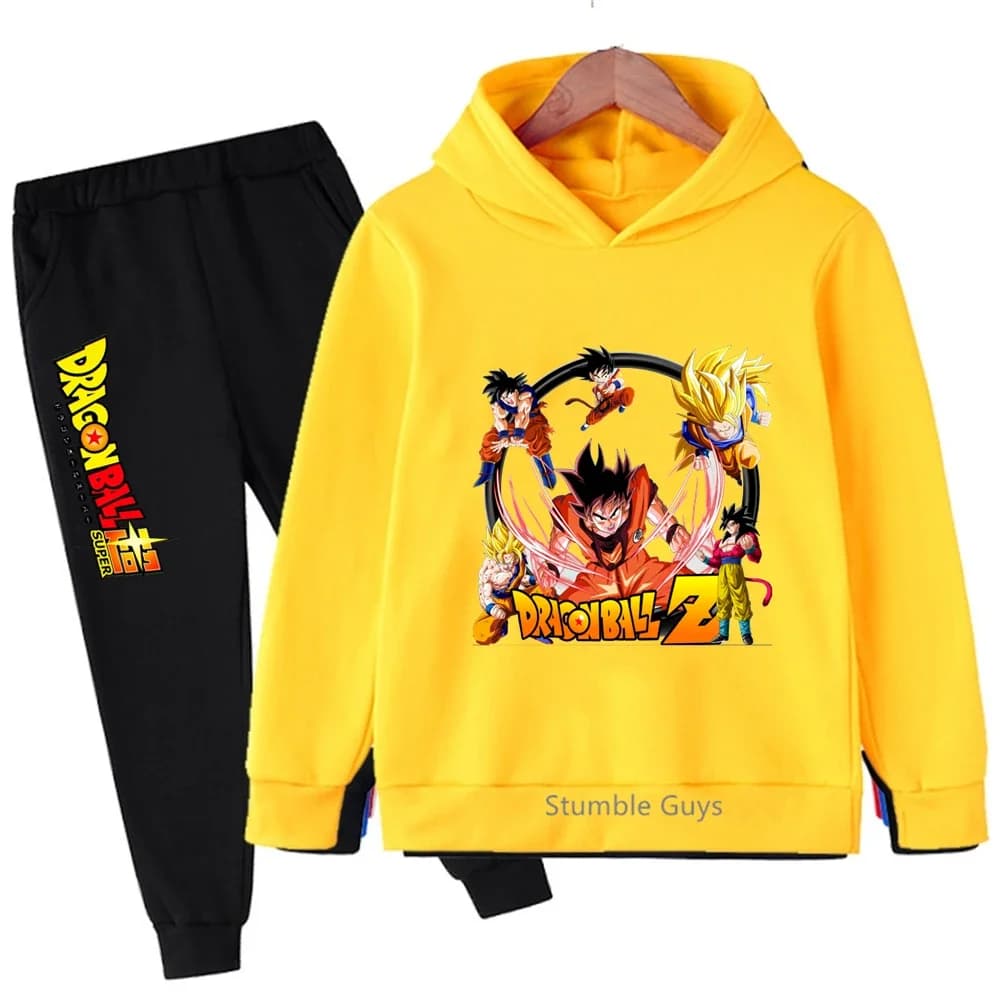 Set Felpa con Cappuccio Dragon Ball Autunnale per Bambini, Felpe Goku, Tuta Anime, Abbigliamento Casual alla Moda per Ragazzi e Ragazze ​