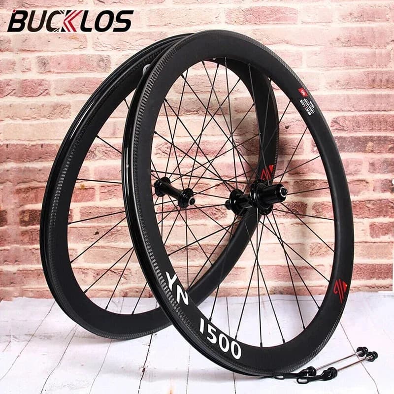 Set di Ruote BUCKLOS 700C in Fibra di Carbonio per Bici da Strada, Freno a V, Ultra Leggero, 38MM 50MM, Sgancio Rapido, Cerchi in Carbonio per Biciclette da Corsa