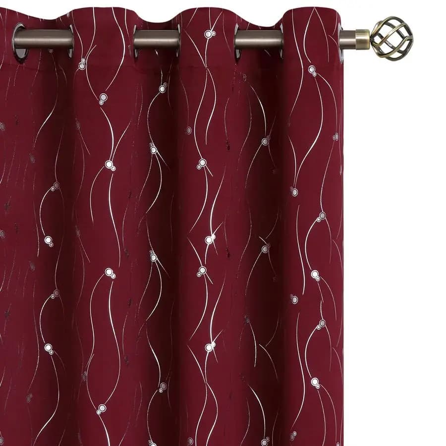 Dark Curtains Lengths 84 Inches, Set of 2 Panels with Eyelets, Thermal Insulation, Dark for Windows with Wave Pattern and P Points