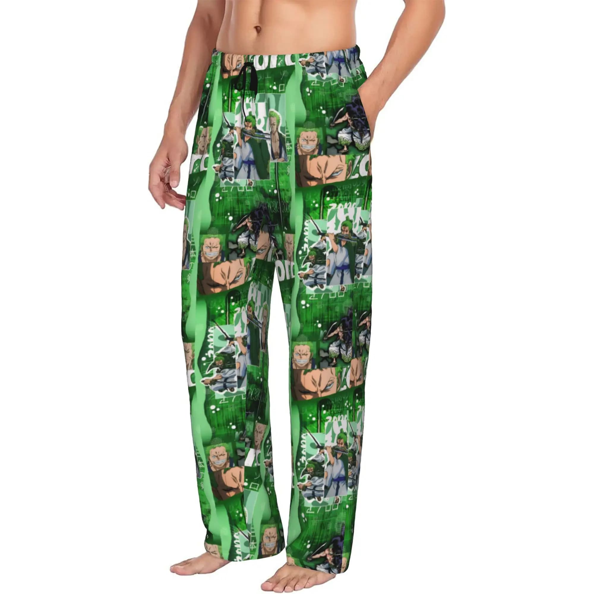 Custom Classic One P-Pieces Zoro Manga Pajama Pants Men Comics Lounge Sleep Drawstring Sleepwear Bottoms with Pockets