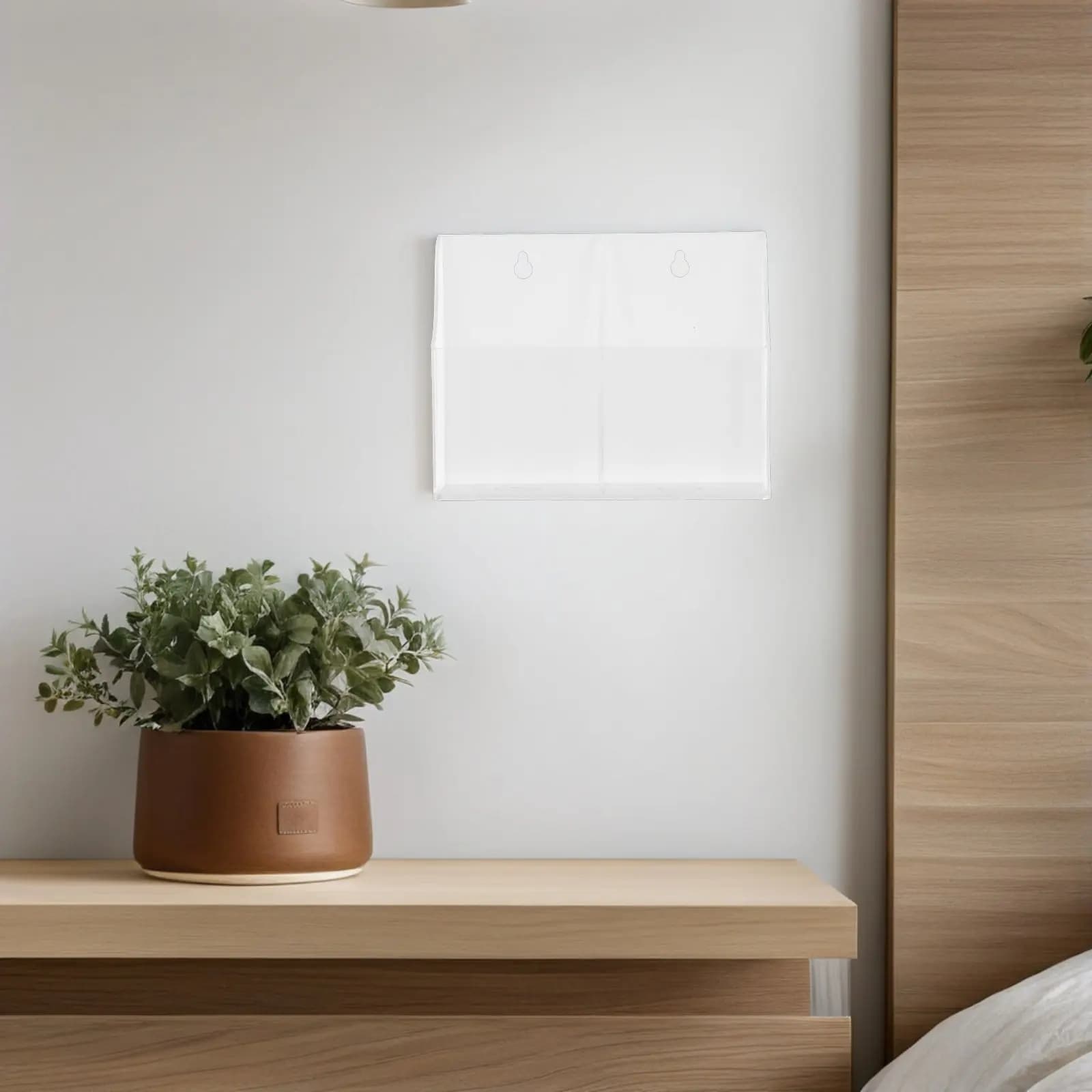 Wall Mounted Storage Box Acrylic Transparent Bedside Organizer Phone Remote Holder Charging Rack TV Controller Holder Space