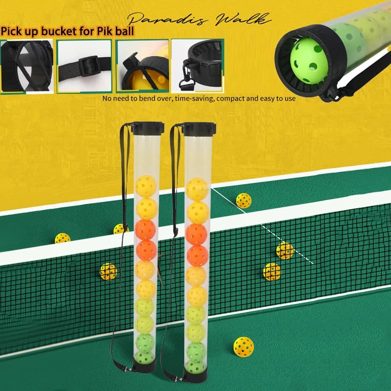 Palline da tennis con tubo di raccolta pickleball con cinghia regolabile Raccoglitore di palline da pickleball per esercizi di pratica all'aperto Conservazione di 6 palline