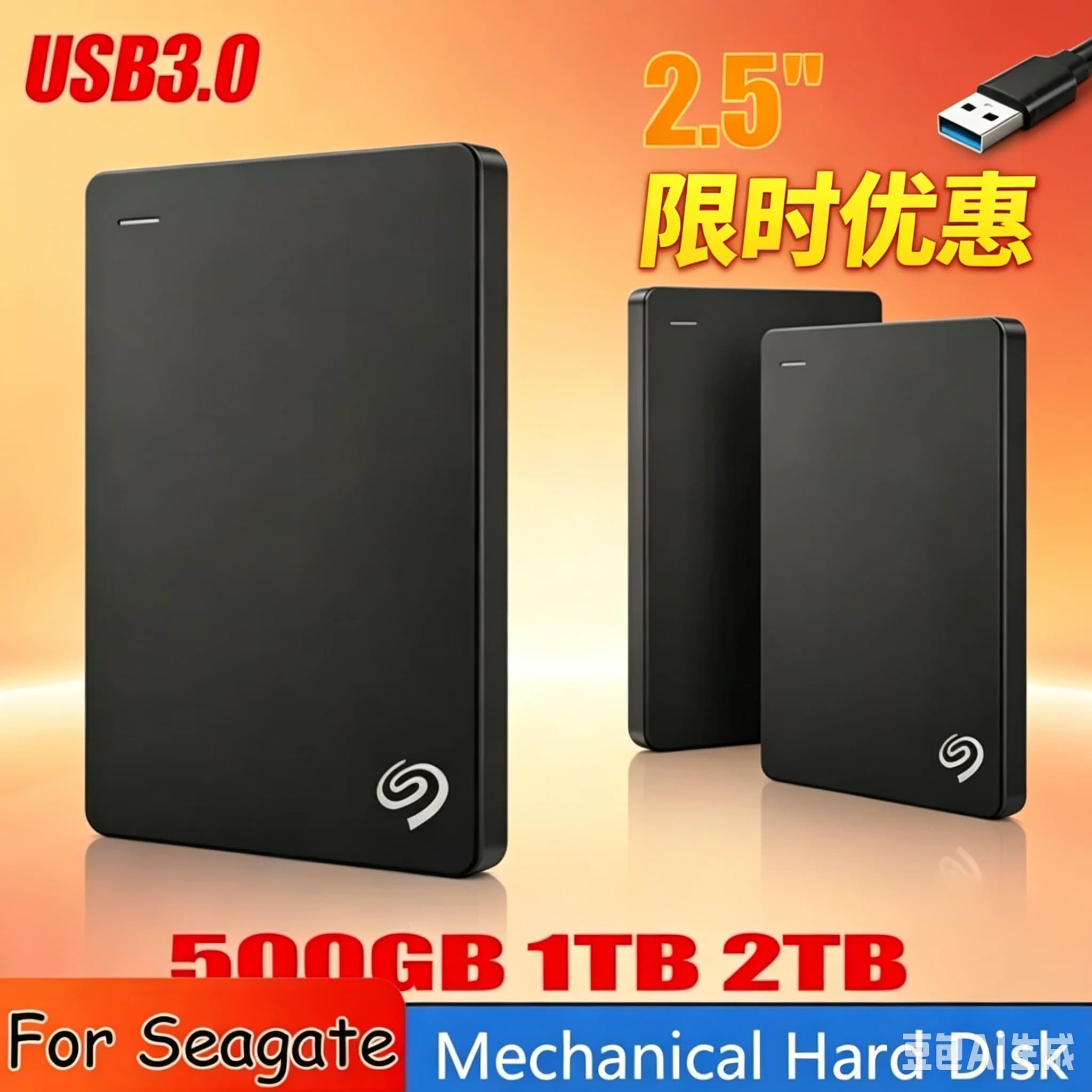 For Seagate 2.5Inch Portable Hard Drive External Hard Disk Backup Plus SlimUSB 3.0 DASKA HDD Portable External Data Storage