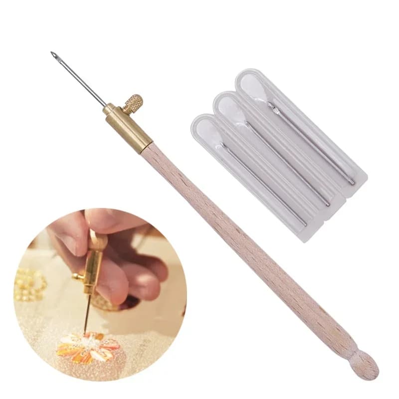 Ago da ricamo con penna a 3 aghi Kit artigianale a punto croce uncinetto francese per cucire a maglia