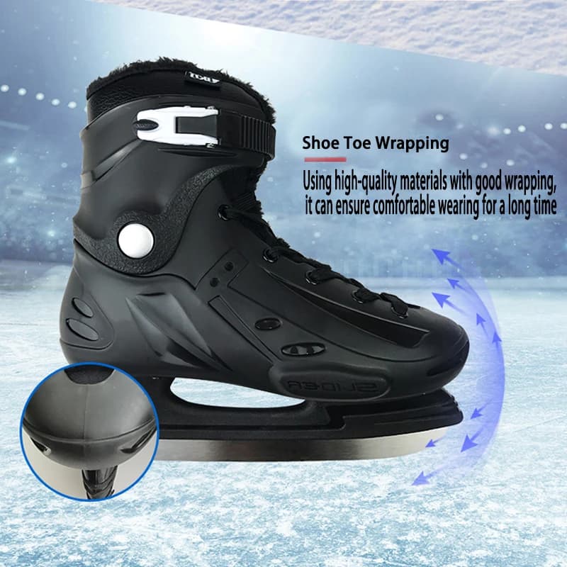 Addensare pattini da ghiaccio Scarpe da hockey Staffa di rinforzo Interno in velluto indipendente Scarpe da skate con lama da ghiaccio unisex per principianti adulti