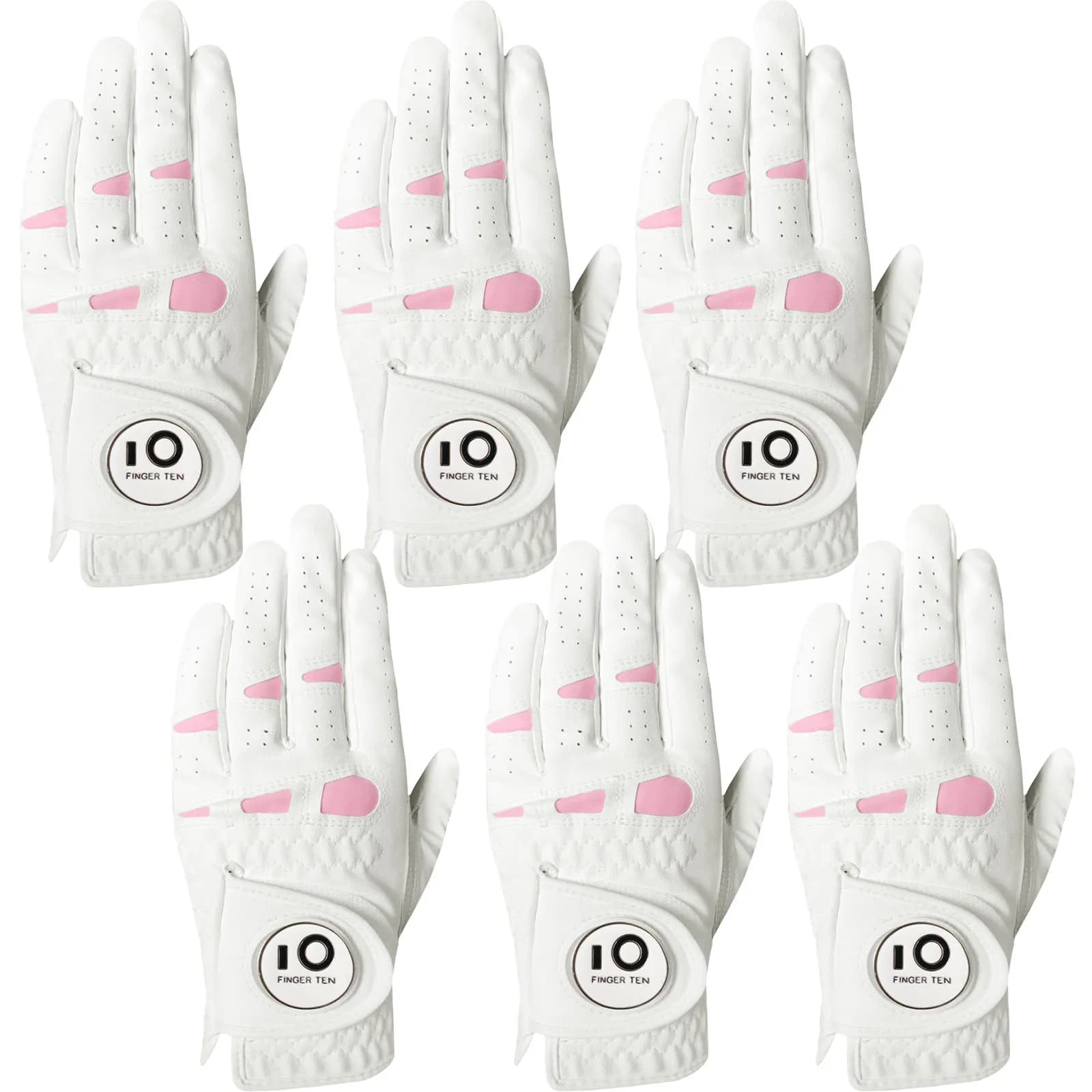6 Pcs Rain Grip guanti da Golf da donna per tutte le stagioni guanto da donna in morbida pelle Cabretta destro con pennarello a sfera per donna