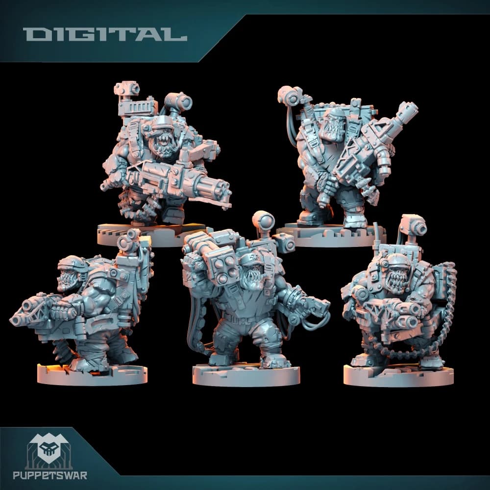 Orc Ultimate Badasses Squad, Figura di pelle verde, Walker, Robot Pistola al plasma, Modello in resina stampata in 3D HD, Azione Proxy Wargame DnD