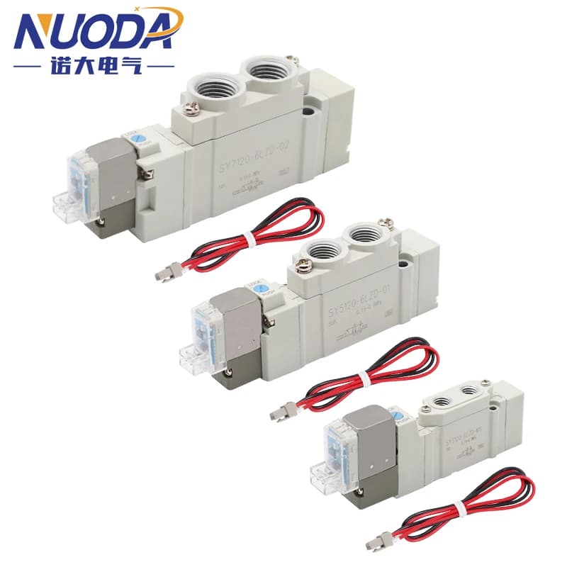 Elettrovalvola a 5 porte 2 di alta qualità tipo SMC SY3120 SY5120 SY7120-4LZD/5LZD/6LZD Valvola di automazione pilota interna chiusa normale